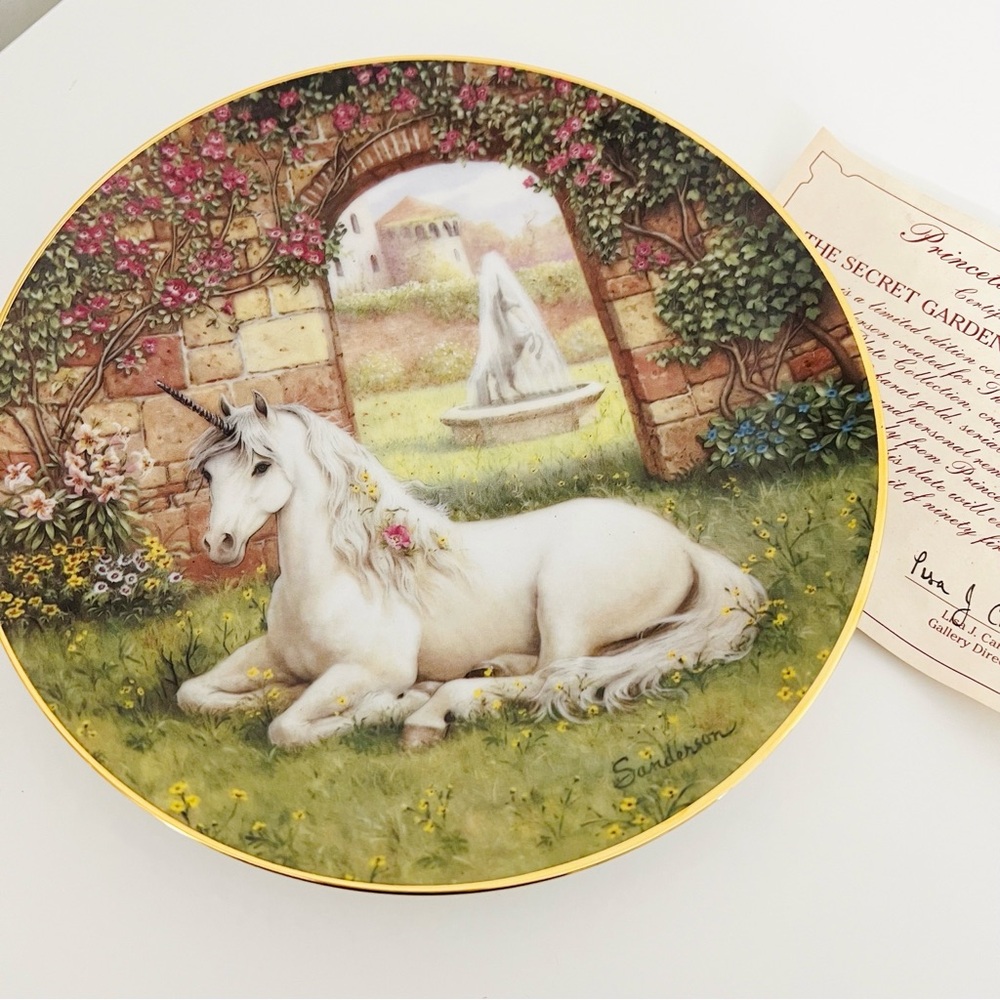 The Secret Garden of the Unicorn Collector Plate Princeton Gallery + Certificate
